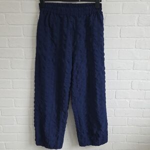 Texured Navy Wide Leg Pants